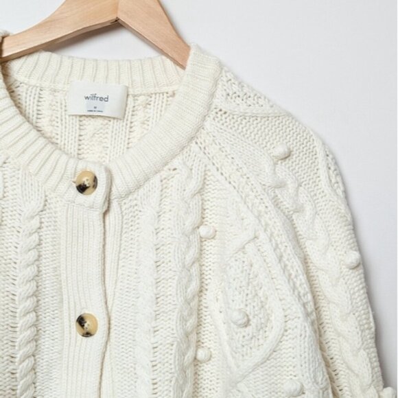 WILFRED Sprinkles Cardigan Sweater Wool Pom Pom Alps Aritiza M - Picture 9 of 12